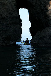 Kayaking in a sea cave